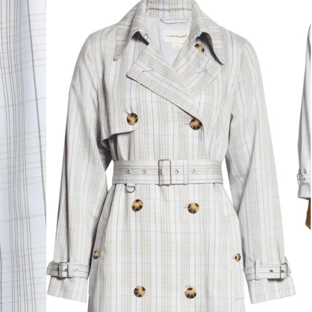Club monaco pinstripe light blue trench